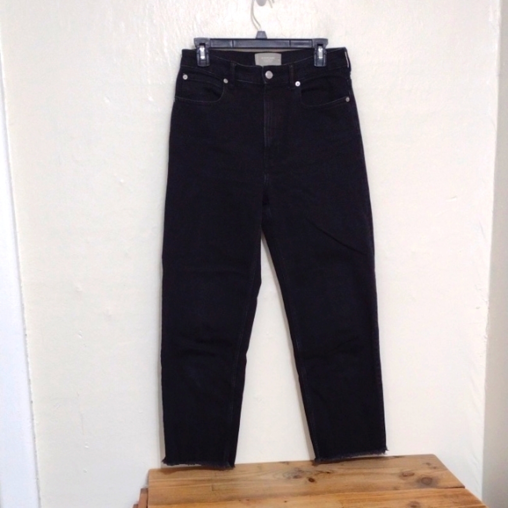 Everlane Black The Way High Jean in Organic Cotton Raw Hem Size 27